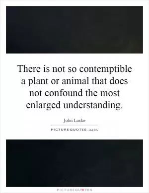 There is not so contemptible a plant or animal that does not confound the most enlarged understanding Picture Quote #1