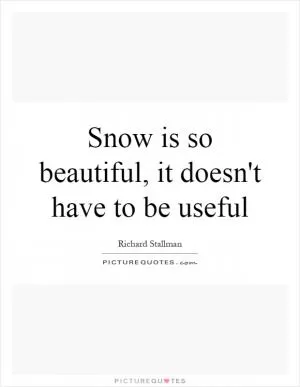 Snow is so beautiful, it doesn't have to be useful Picture Quote #1