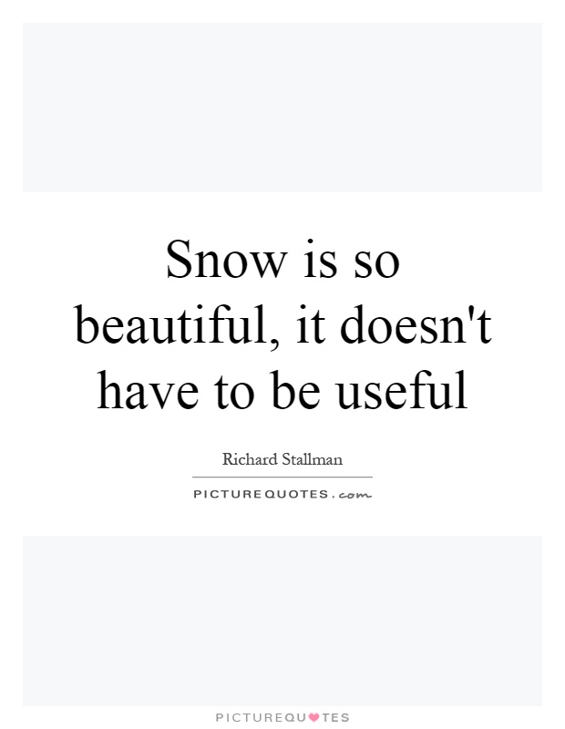 Snow is so beautiful, it doesn't have to be useful Picture Quote #1