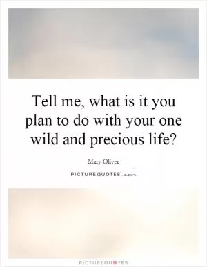 Tell me, what is it you plan to do with your one wild and precious life? Picture Quote #1