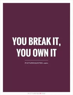 You break it, you own it Picture Quote #1