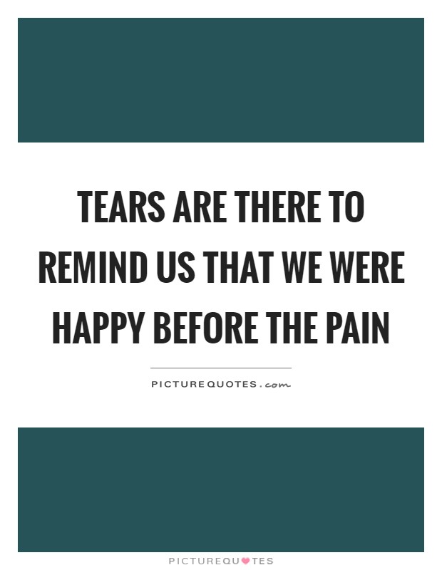 Tears are there to remind us that we were happy before the pain Picture Quote #1