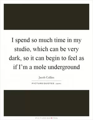 I spend so much time in my studio, which can be very dark, so it can begin to feel as if I’m a mole underground Picture Quote #1