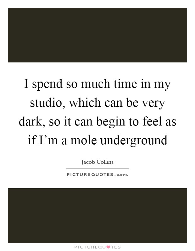 I spend so much time in my studio, which can be very dark, so it can begin to feel as if I'm a mole underground Picture Quote #1
