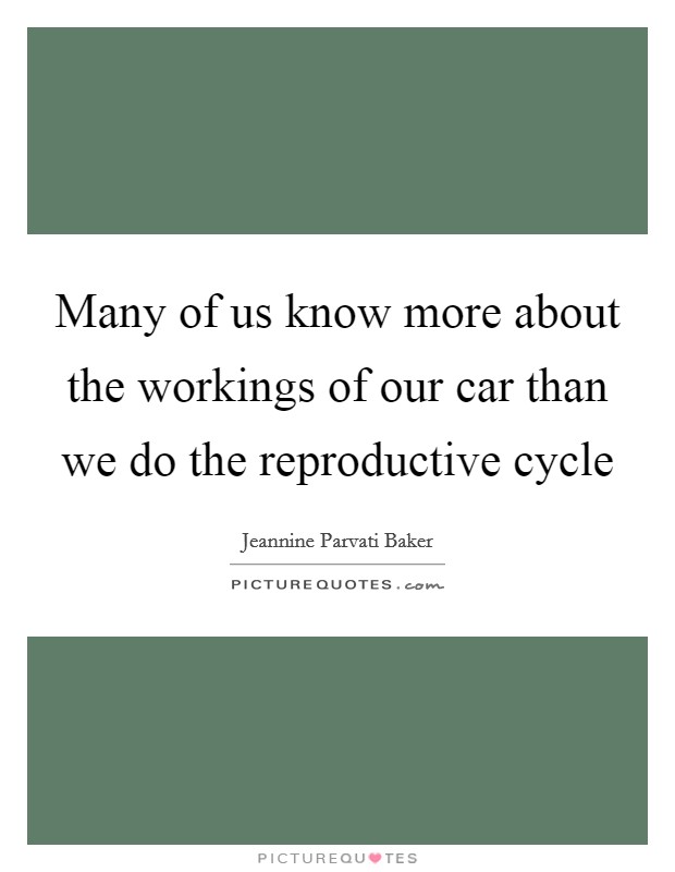 Many of us know more about the workings of our car than we do the reproductive cycle Picture Quote #1