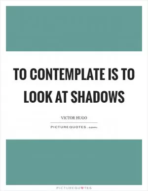 To contemplate is to look at shadows Picture Quote #1