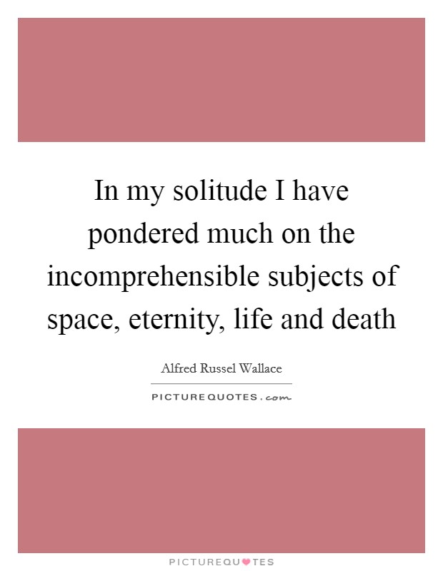 In my solitude I have pondered much on the incomprehensible subjects of space, eternity, life and death Picture Quote #1