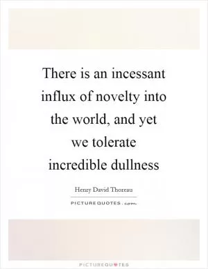 There is an incessant influx of novelty into the world, and yet we tolerate incredible dullness Picture Quote #1