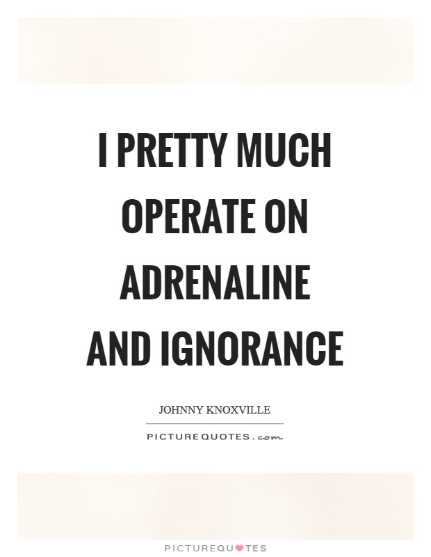 I pretty much operate on adrenaline and ignorance Picture Quote #1