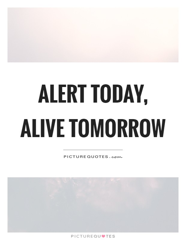 Alert today, alive tomorrow Picture Quote #1