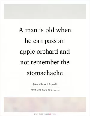 A man is old when he can pass an apple orchard and not remember the stomachache Picture Quote #1