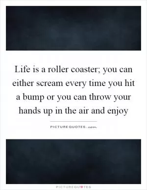 Life is a roller coaster; you can either scream every time you hit a bump or you can throw your hands up in the air and enjoy Picture Quote #1