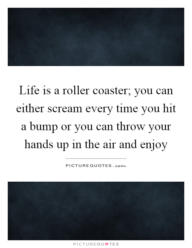 Life is a roller coaster; you can either scream every time you hit a bump or you can throw your hands up in the air and enjoy Picture Quote #1