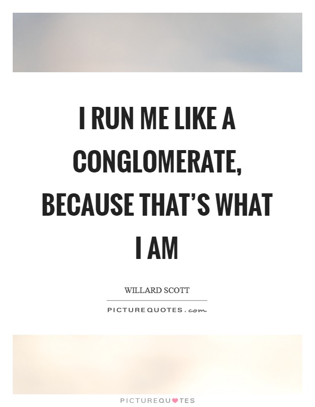 I run me like a conglomerate, because that's what I am Picture Quote #1
