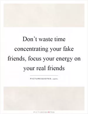 Don’t waste time concentrating your fake friends, focus your energy on your real friends Picture Quote #1
