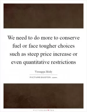 We need to do more to conserve fuel or face tougher choices such as steep price increase or even quantitative restrictions Picture Quote #1