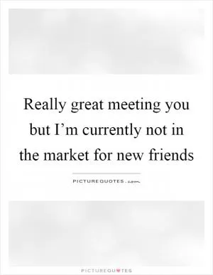 Really great meeting you but I’m currently not in the market for new friends Picture Quote #1