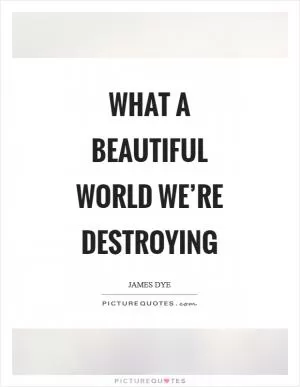 What a beautiful world we’re destroying Picture Quote #1