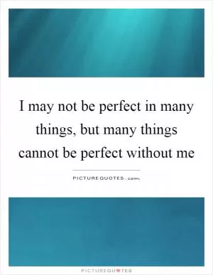 I may not be perfect in many things, but many things cannot be perfect without me Picture Quote #1