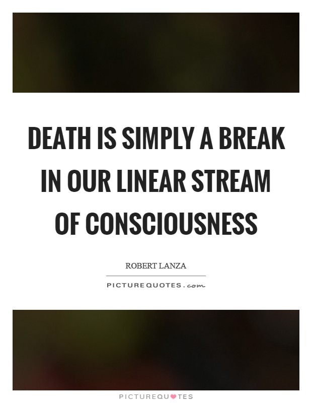 Death is simply a break in our linear stream of consciousness Picture Quote #1