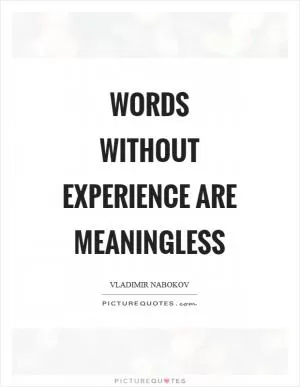 Words without experience are meaningless Picture Quote #1