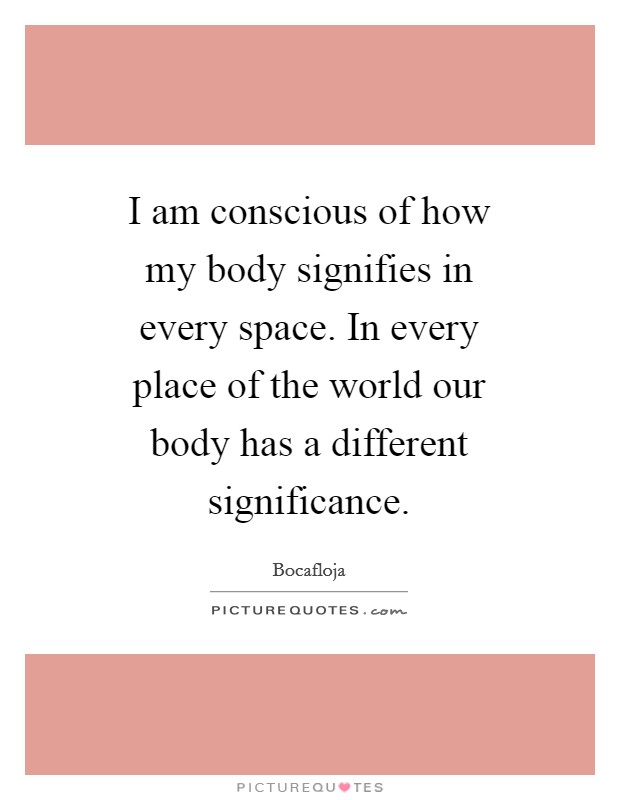 I am conscious of how my body signifies in every space. In every place of the world our body has a different significance Picture Quote #1