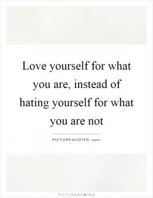 Love yourself for what you are, instead of hating yourself for what you are not Picture Quote #1