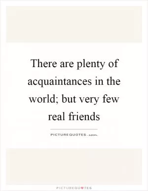 There are plenty of acquaintances in the world; but very few real friends Picture Quote #1
