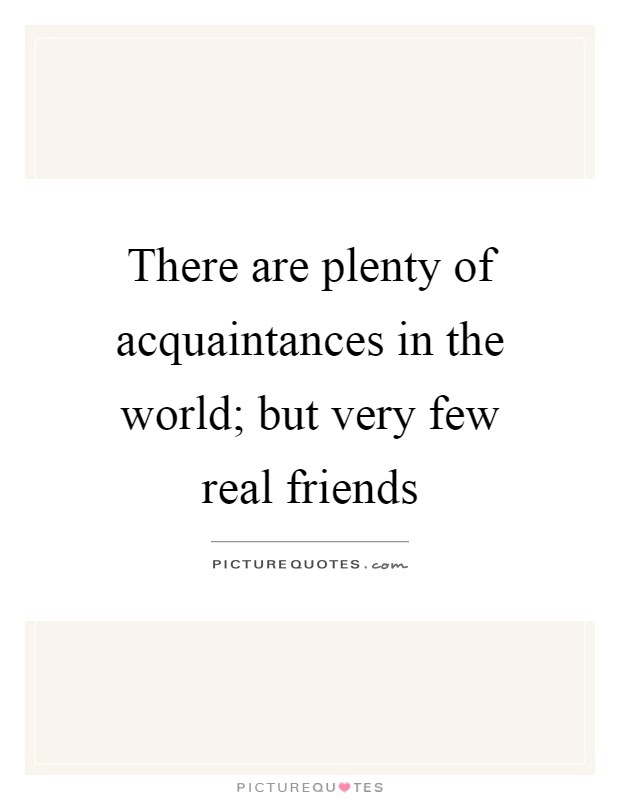 There are plenty of acquaintances in the world; but very few real friends Picture Quote #1