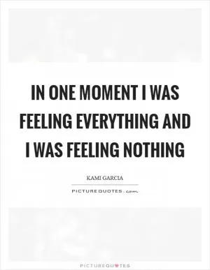 In one moment I was feeling everything and I was feeling nothing Picture Quote #1
