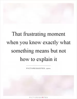 That frustrating moment when you know exactly what something means but not how to explain it Picture Quote #1