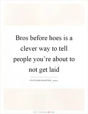 Bros before hoes is a clever way to tell people you’re about to not get laid Picture Quote #1
