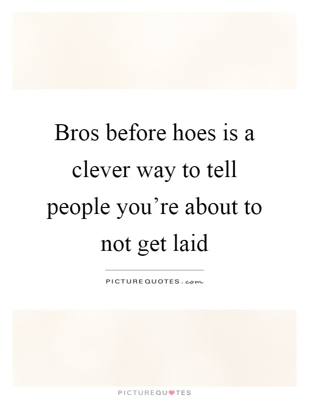 Bros before hoes is a clever way to tell people you're about to not get laid Picture Quote #1