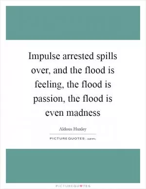 Impulse arrested spills over, and the flood is feeling, the flood is passion, the flood is even madness Picture Quote #1