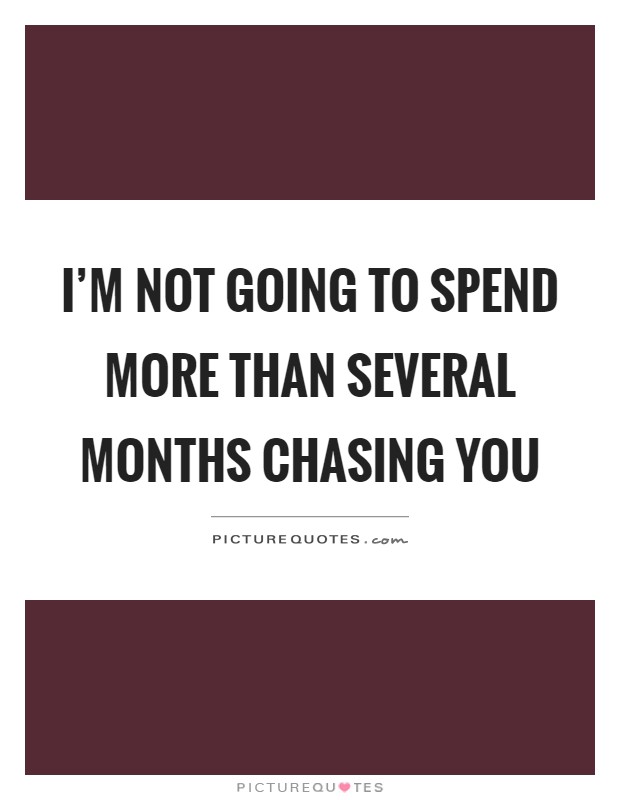 I'm not going to spend more than several months chasing you Picture Quote #1