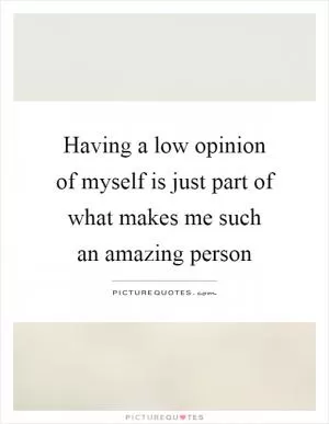 Having a low opinion of myself is just part of what makes me such an amazing person Picture Quote #1