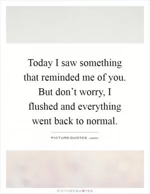 Today I saw something that reminded me of you. But don’t worry, I flushed and everything went back to normal Picture Quote #1