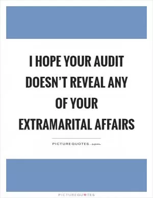 I hope your audit doesn’t reveal any of your extramarital affairs Picture Quote #1