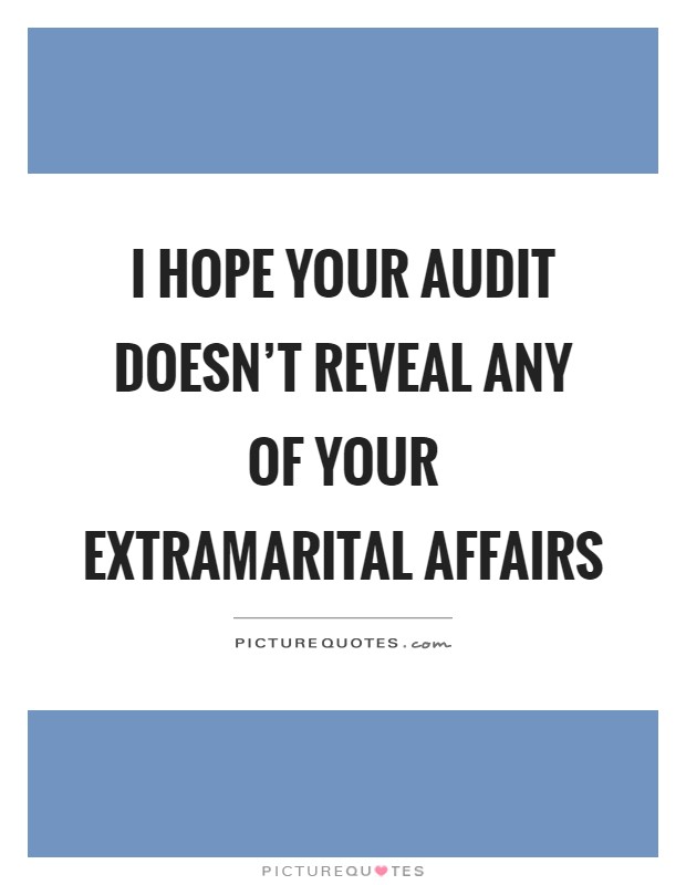 I hope your audit doesn't reveal any of your extramarital affairs Picture Quote #1