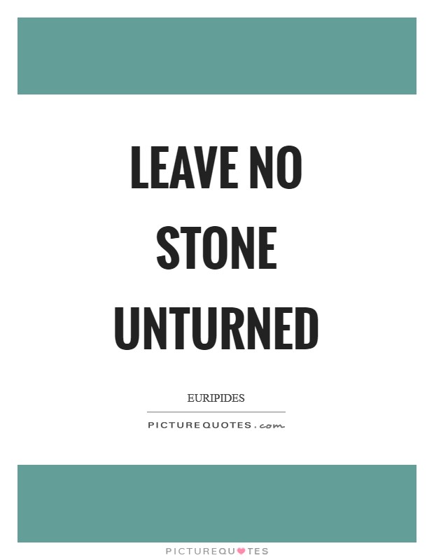 Leave no stone unturned Picture Quote #1