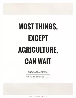 Most things, except agriculture, can wait Picture Quote #1
