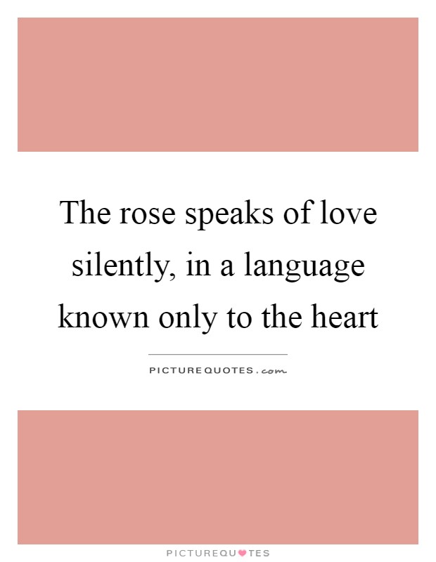 The rose speaks of love silently, in a language known only to ...