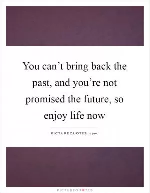 You can’t bring back the past, and you’re not promised the future, so enjoy life now Picture Quote #1