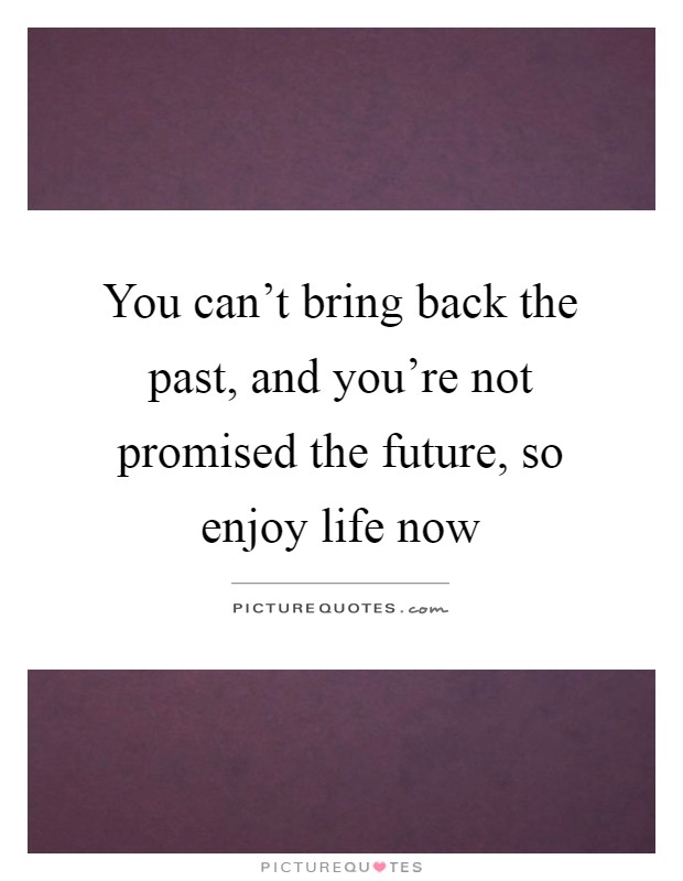 You can't bring back the past, and you're not promised the future, so enjoy life now Picture Quote #1