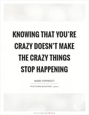 Knowing that you’re crazy doesn’t make the crazy things stop happening Picture Quote #1