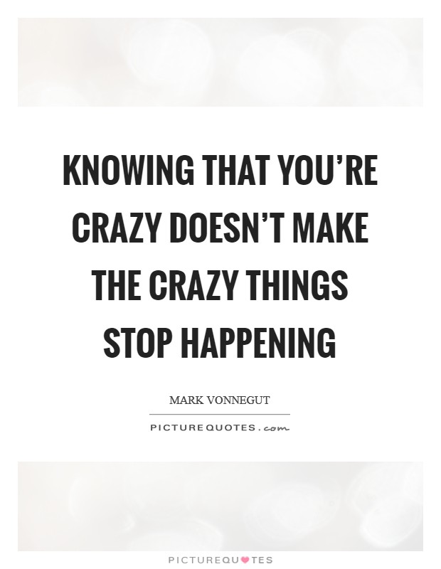 Knowing that you're crazy doesn't make the crazy things stop happening Picture Quote #1