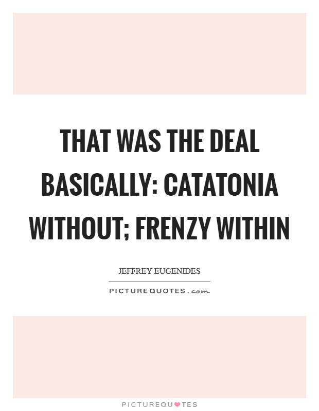 That was the deal basically: catatonia without; frenzy within Picture Quote #1