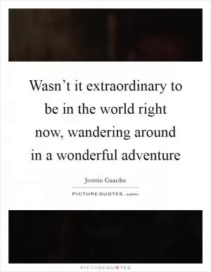 Wasn’t it extraordinary to be in the world right now, wandering around in a wonderful adventure Picture Quote #1