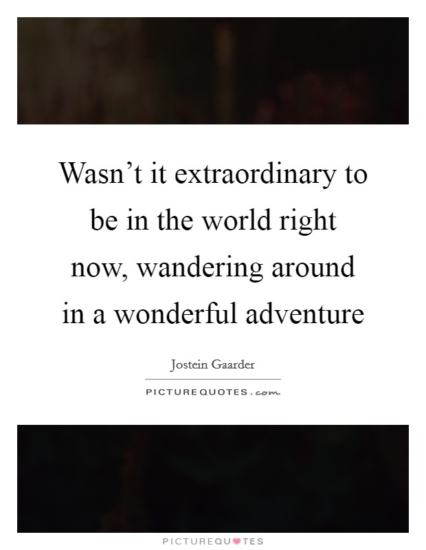 Wasn't it extraordinary to be in the world right now, wandering around in a wonderful adventure Picture Quote #1