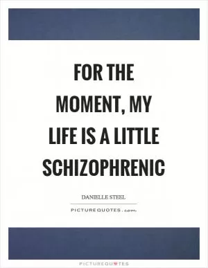For the moment, my life is a little schizophrenic Picture Quote #1